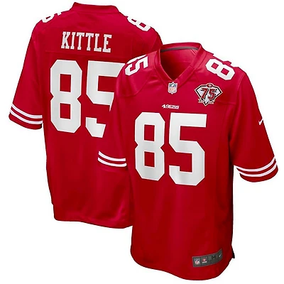 San Francisco 49ers George Kittle 75th Anniversary Patch Alternate Scarlet Red Nike Game Jersey