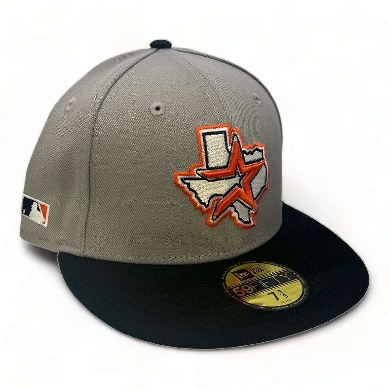 Houston Astros Gray Black Two Tone Side Batty Collection UV New Era 59FIFTY Fitted Hat