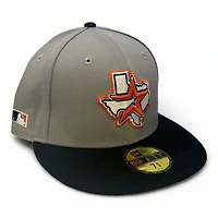 Houston Astros Gray Black Two Tone Side Batty Collection UV New Era 59FIFTY Fitted Hat