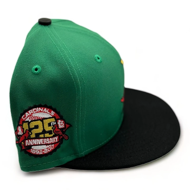 St. Louis Cardinals Green Black Two Tone 125th Anniversary Patch Red UV New Era 59FIFTY Fitted Hat