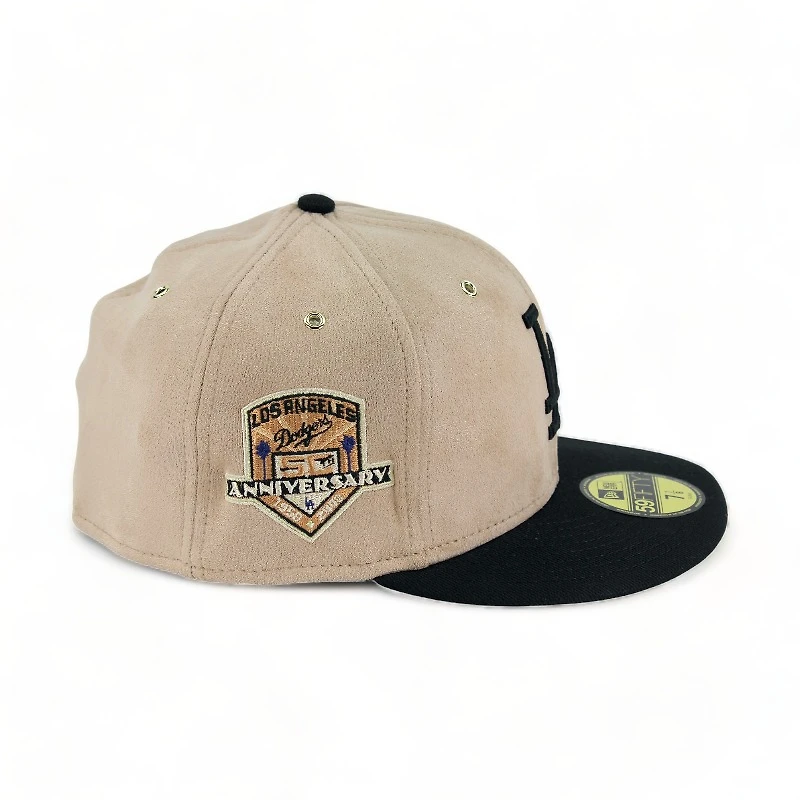 Los Angeles Dodgers Tan Suede Pro Image Exclusive 50th Patch Gray UV 59FIFTY Fitted Hat
