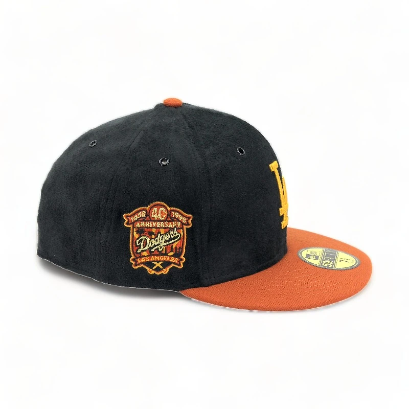 Los Angeles Dodgers Black Suede Pro Image Exclusive 40th Patch Green UV 59FIFTY Fitted Hat