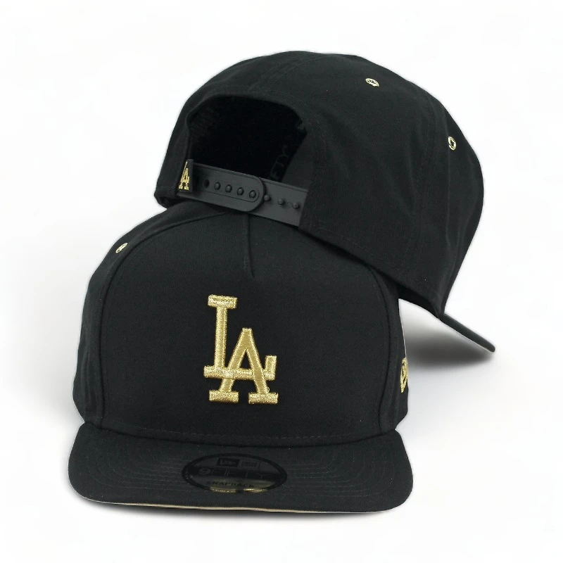 Los Angeles Dodgers Black Metallic Gold New Era A-Frame 9FIFTY Snapback Hat
