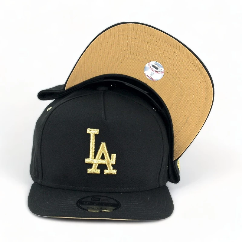 Los Angeles Dodgers Black Metallic Gold New Era A-Frame 9FIFTY Snapback Hat