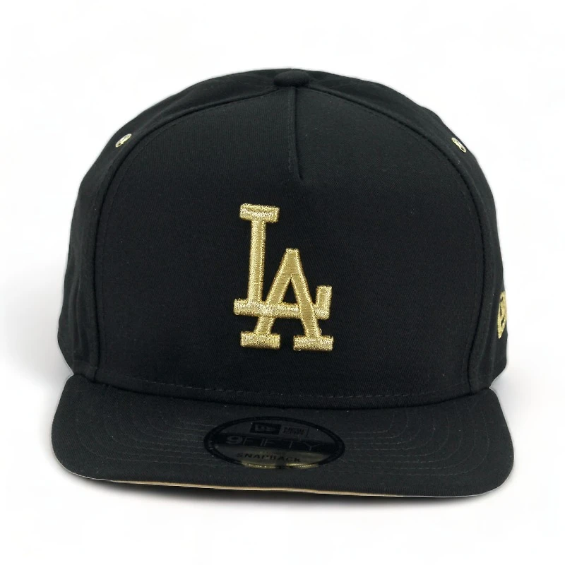 Los Angeles Dodgers Black Metallic Gold New Era A-Frame 9FIFTY Snapback Hat