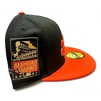 San Francisco Giants Script Black Orange 2007 ASG Patch Gray UV New Era 59FIFTY Fitted Hat