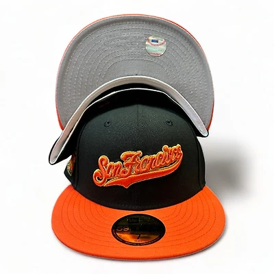 San Francisco Giants Script Black Orange 2007 ASG Patch Gray UV New Era 59FIFTY Fitted Hat