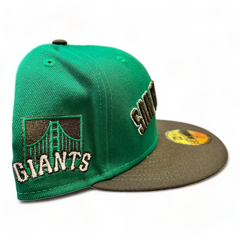 San Francisco Giants Script Green Brown 2007 Golden Gate Patch Gray UV New Era 59FIFTY Fitted Hat