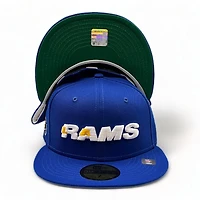 Los Angeles Rams Royal Blue Helmet Side Patch Green UV 59FIFTY Fitted Hat