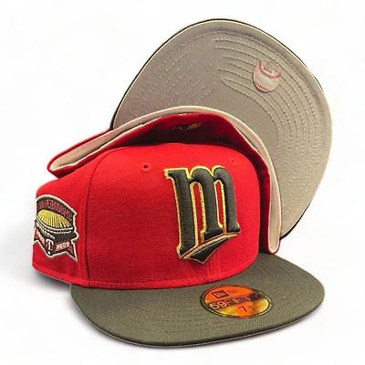 Minnesota Twins Red Black Two Tone Metrodome Patch Gray UV Annual Clearance New Era 59FIFTY Fitted Hat