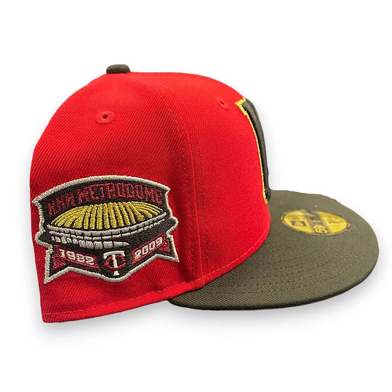 Minnesota Twins Red Black Two Tone Metrodome Patch Gray UV Annual Clearance New Era 59FIFTY Fitted Hat