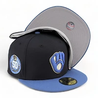 Milwaukee Brewers Navy Light Blue 50th Aniv Patch Gray UV 59FIFTY Fitted Hat