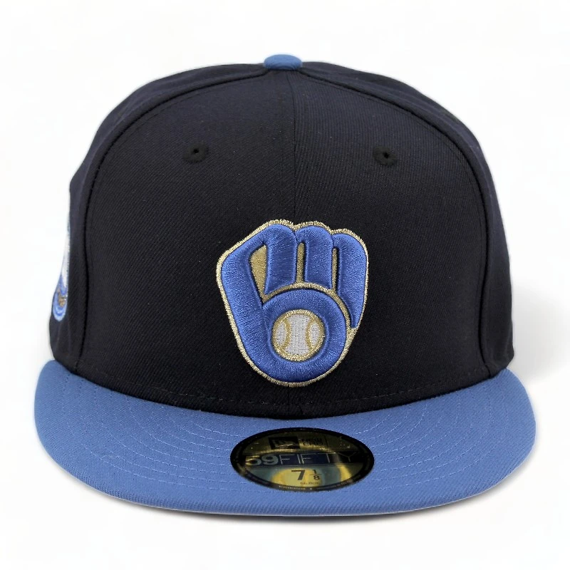 Milwaukee Brewers Navy Light Blue 50th Aniv Patch Gray UV 59FIFTY Fitted Hat