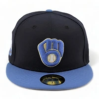 Milwaukee Brewers Navy Light Blue 50th Aniv Patch Gray UV 59FIFTY Fitted Hat