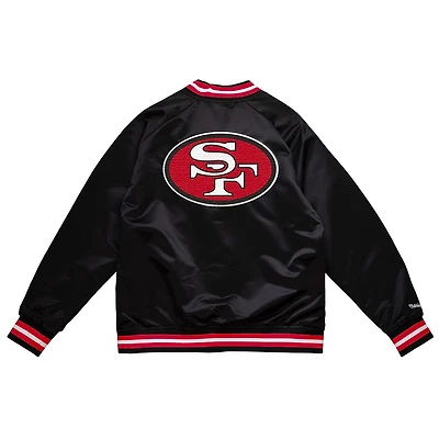 San Francisco 49ers Double Clutch Mitchell & Ness Black Satin Jacket