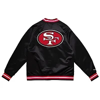San Francisco 49ers Double Clutch Mitchell & Ness Black Satin Jacket