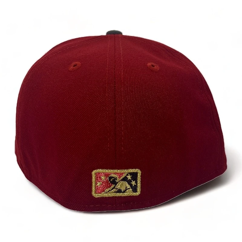 Birmingham Barons Maroon and Graphite "Bonnie & Clyde Pack" Southern League Patch Gray UV New Era 59Fifty Fitted Hat