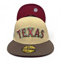 Texas Rangers Vegas Gold Two Tone Hat God 5 Arrival Kxngdzy Final Season Patch Red UV 59FIFTY Fitted