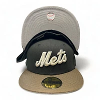New York Mets Black Brown Shea Stadium Patch Gray UV Era 59FIFTY Fitted Hat