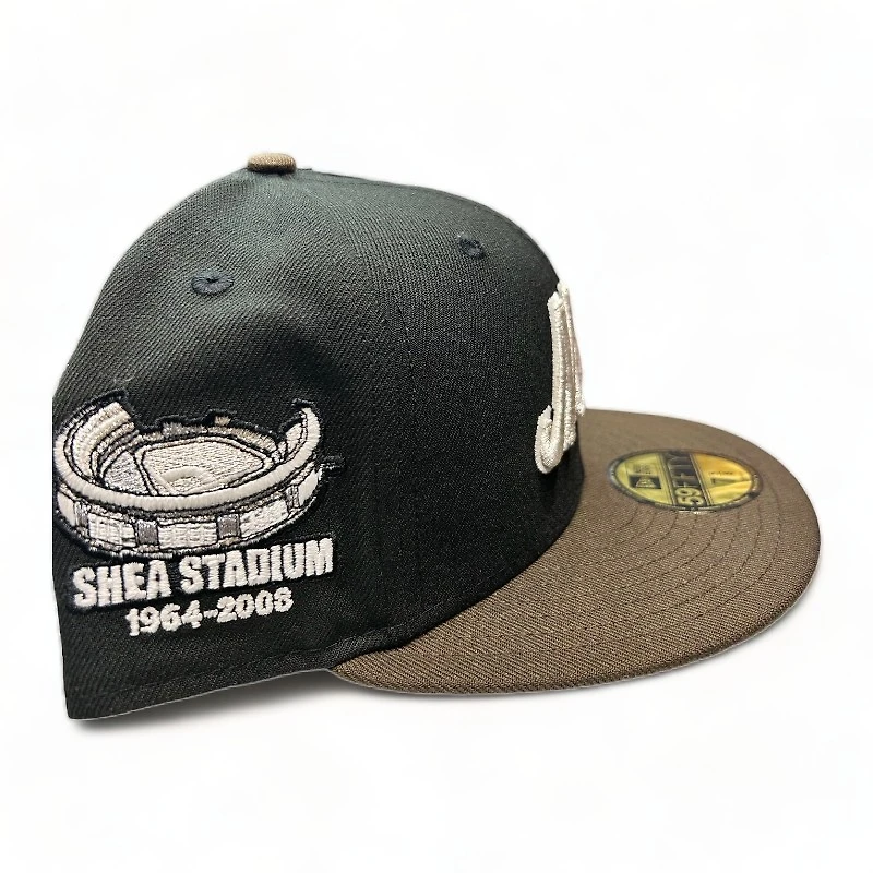 New York Mets Black Brown Shea Stadium Patch Gray UV Era 59FIFTY Fitted Hat