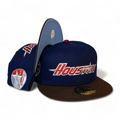 Houston Astros Oceanside Blue Brown Two Tone 35 Years Patch Icy UV New Era 59FIFTY Fitted Hat