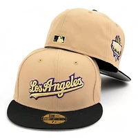 Los Angeles Dodgers Camel Black Script 40th Patch Gray UV 59FIFTY Fitted Hat
