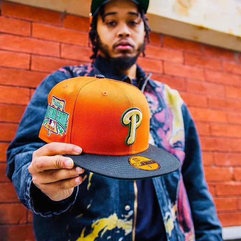 *PREORDER* Philadelphia Phillies Burnt Orange and Black Coast To Pack 1996 All Star Game Patch Green UV New Era 59Fifty Fitted Hat