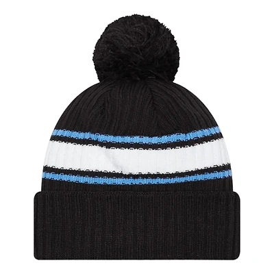 Detroit Lions Black Fold Cuff Pom New Era Knit Beanie Hat