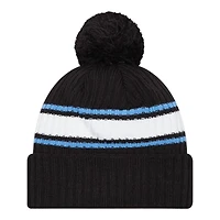 Detroit Lions Black Fold Cuff Pom New Era Knit Beanie Hat