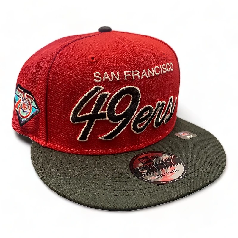 San Francisco 49ers Jerry 1.0 Script Two Tone 75th Anniversary Patch Green UV 9FIFTY Hat