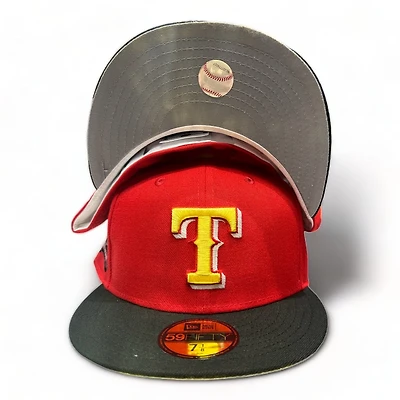 Texas Rangers Red Black Two Tone Final Season Patch Gray UV New Era 59FIFTY Fitted Hat