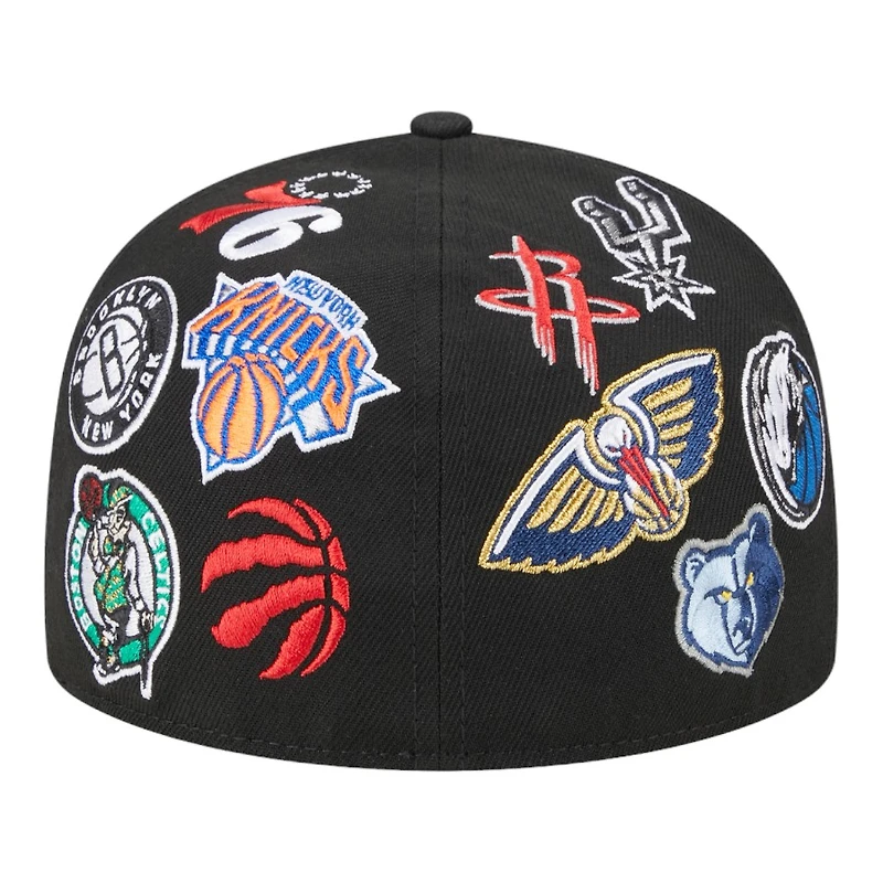 NBA Black All Over Logo Gray UV 59FIFTY New Era Fitted Hat