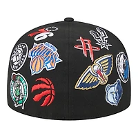 NBA Black All Over Logo Gray UV 59FIFTY New Era Fitted Hat