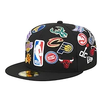 NBA Black All Over Logo Gray UV 59FIFTY New Era Fitted Hat