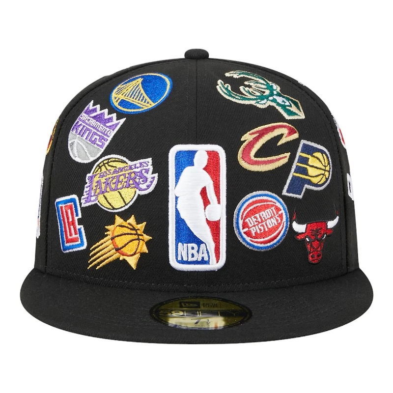 NBA Black All Over Logo Gray UV 59FIFTY New Era Fitted Hat
