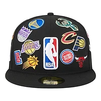 NBA Black All Over Logo Gray UV 59FIFTY New Era Fitted Hat