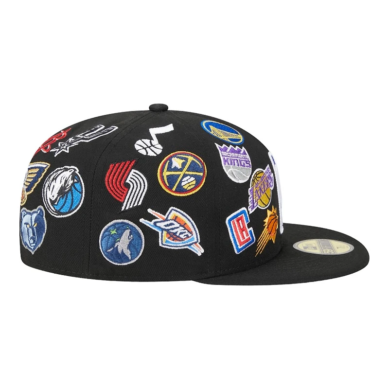 NBA Black All Over Logo Gray UV 59FIFTY New Era Fitted Hat