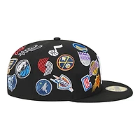 NBA Black All Over Logo Gray UV 59FIFTY New Era Fitted Hat