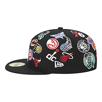 NBA Black All Over Logo Gray UV 59FIFTY New Era Fitted Hat