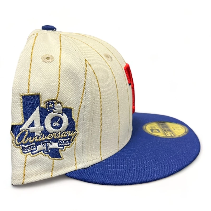 Texas Rangers Chrome Gold Pinstripe Pro Image Exclusive New Era 59FIFTY Fitted Hat