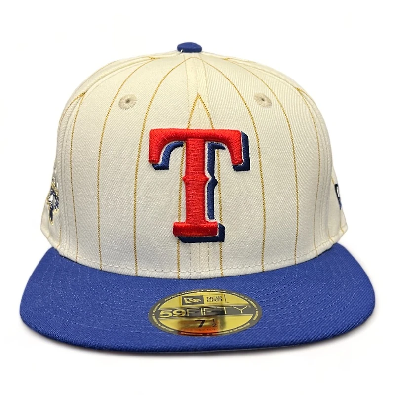 Texas Rangers Chrome Gold Pinstripe Pro Image Exclusive New Era 59FIFTY Fitted Hat