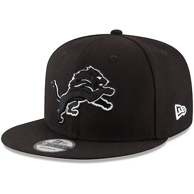 Detroit Lions Black White Basic NFL New Era 9FIFTY Snapback Hat