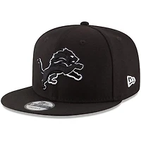 Detroit Lions Black White Basic NFL New Era 9FIFTY Snapback Hat