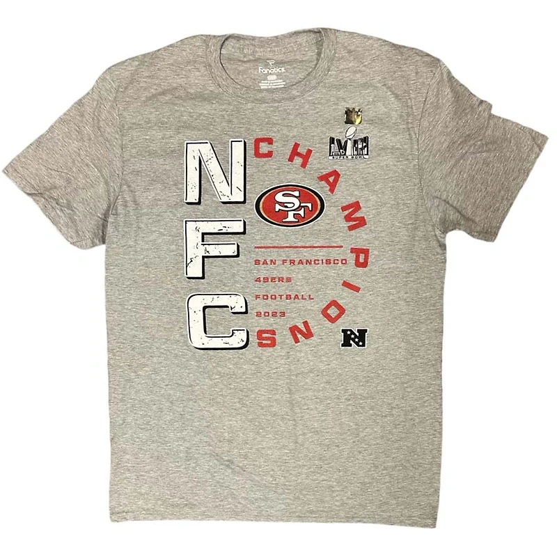 San Francisco 49ers Gray 2023 NFC Champions Right Side Draw Shirt