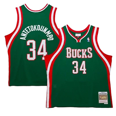 Milwaukee Bucks Giannis Antetokounmpo Mitchell & Ness 2013-14 Hardwood Classics Swingman Player Green Rookie Jersey