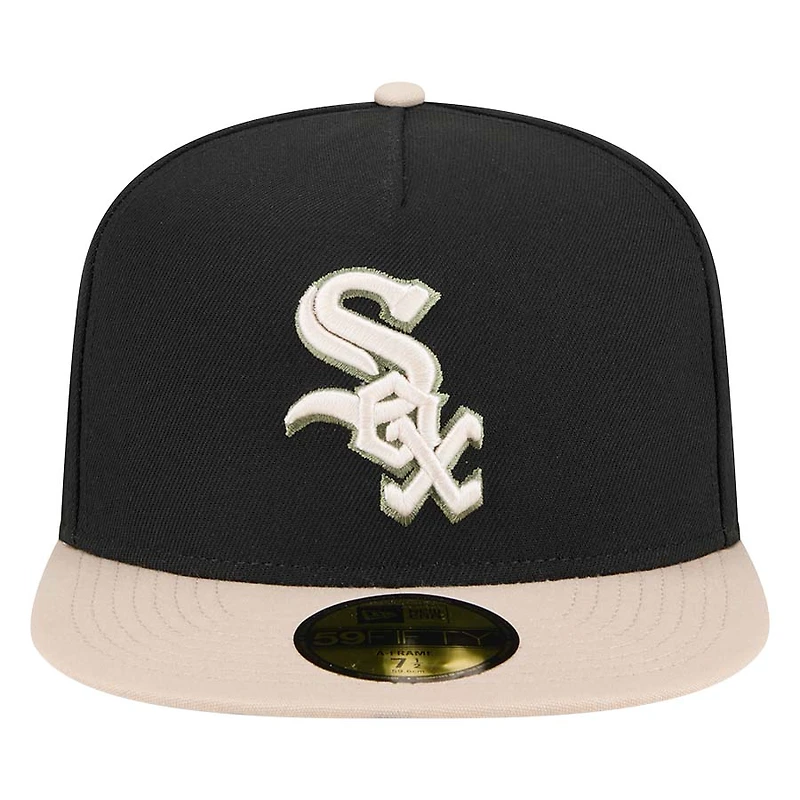Chicago White Sox Black Comiskey Patch Gray UV New Era A-Frame 59FIFTY Fitted Hat