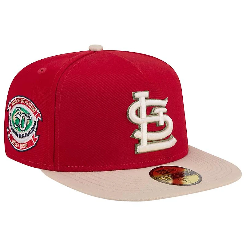 St. Louis Cardinals Red 30th Busch Stadium Patch Gray UV New Era A-Frame 59FIFTY Fitted Hat