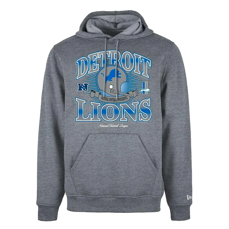 Detroit Lions Gray Historic Helmet New Era Hoodie