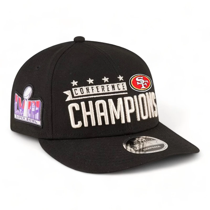 San Francisco 49ers Black 2023 NFC Champions Locker Room Low Profile New Era 9FIFTY Snapback Hat