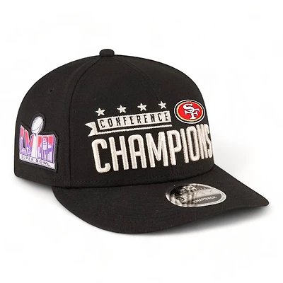 San Francisco 49ers Black 2023 NFC Champions Locker Room Low Profile New Era 9FIFTY Snapback Hat